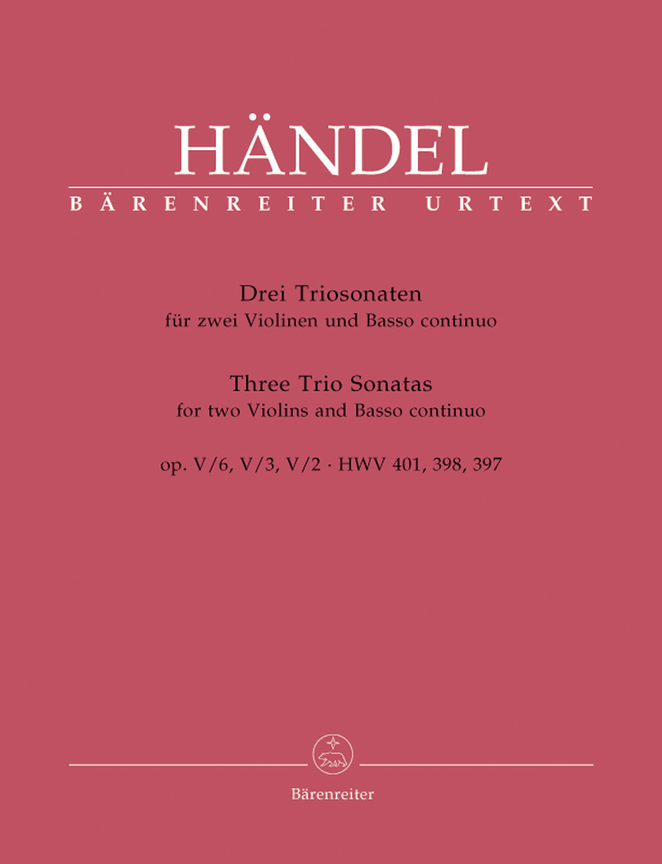 HANDEL G.F. - TRIO SONATAS (3) (SC+PT) URTEXT 2V(FL)/P - OP.5 Nº2,3,6