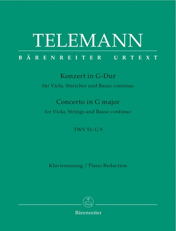 TELEMANN G.P. - CONCIERTO SOL M - URTEXT- VIOLA Y PIANO -