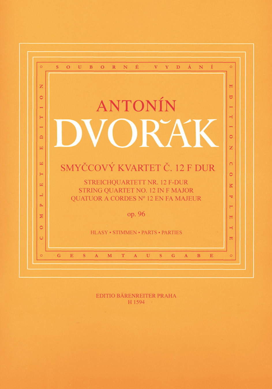 DVORAK A. - CUARTETO FA M URTEXT (PT) EL AMERICANO 2V/VA/VC - OP.96