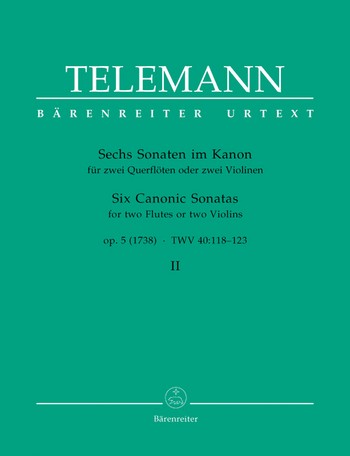 TELEMANN G.P. - SONATAS CANONICAS V.2 URTEXT (6) (4-6) - OP.5  (2FL o 2V)