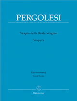 PERGOLESI G.B. - VESPRO DELLA BEATA VERGINE- VESPERS  URTEXT