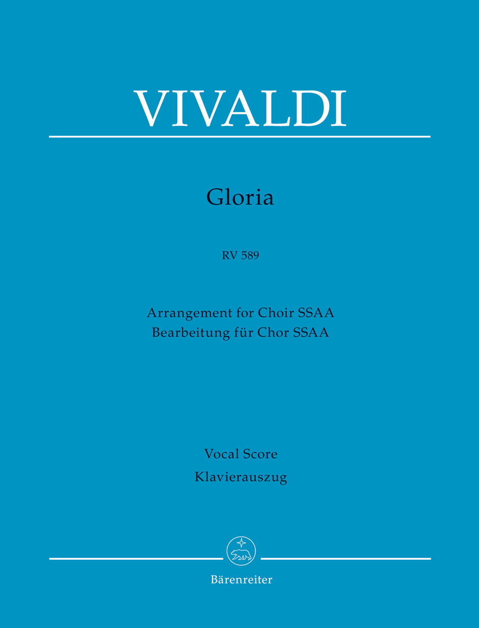 VIVALDI A. - GLORIA RV 589 (CP)  URTEXT ARREGLO (SSAA) + P