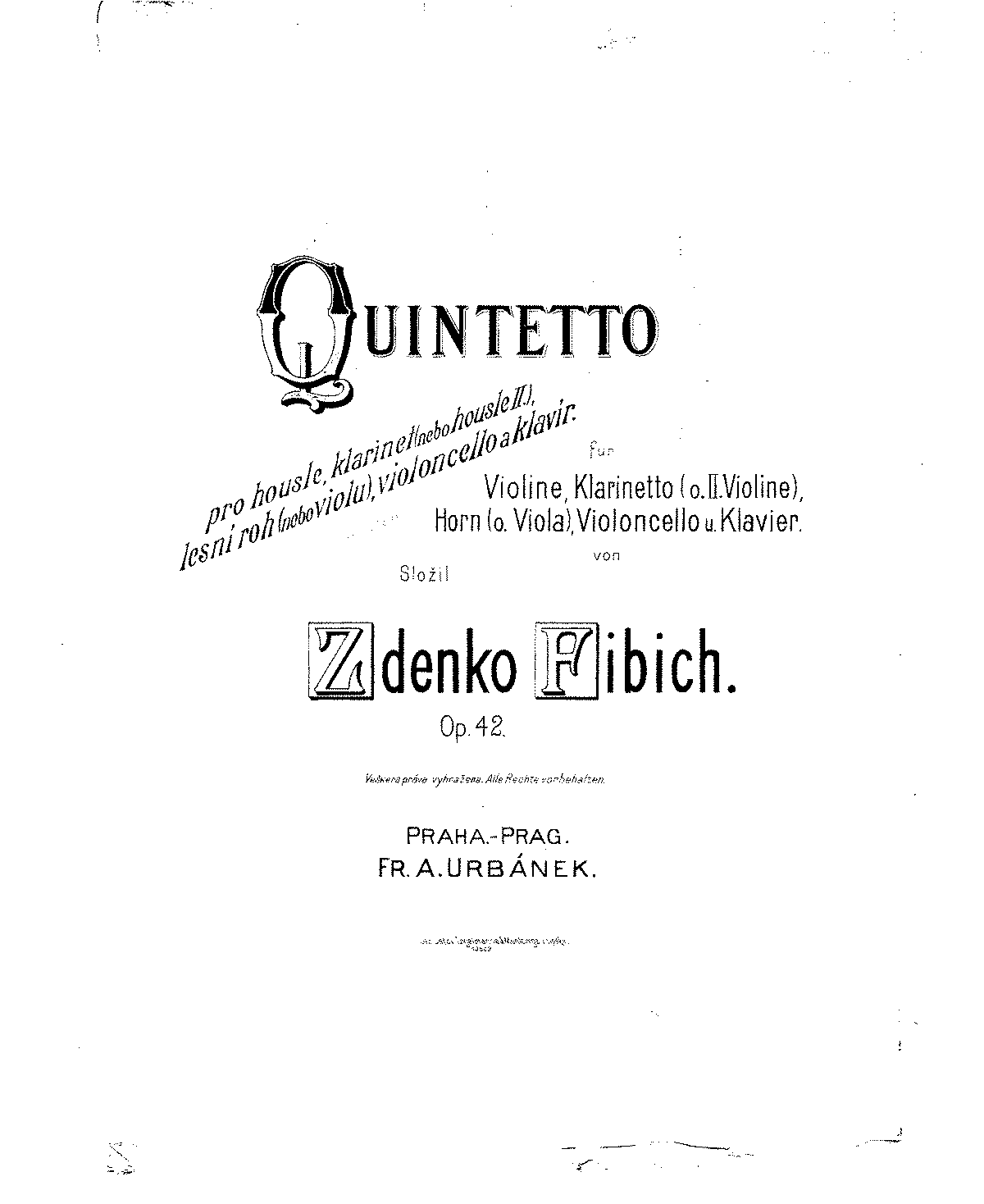 FIBICH Z. - QUINTETO REM OP.42
