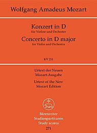 W.A MOZART.- Concierto D-dur KV211  (VIOLIN/ORQUESTA)(ORQ BOLSILLO)