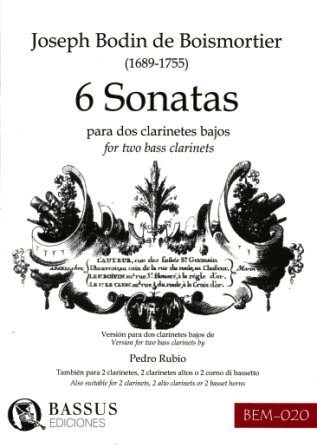 BOISMORTIER J.B. - SONATAS (6) 2 CLARINETES