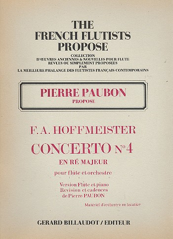 HOFFMEISTER F. - CONCIERTO Nº4 RE M -FLAUTA