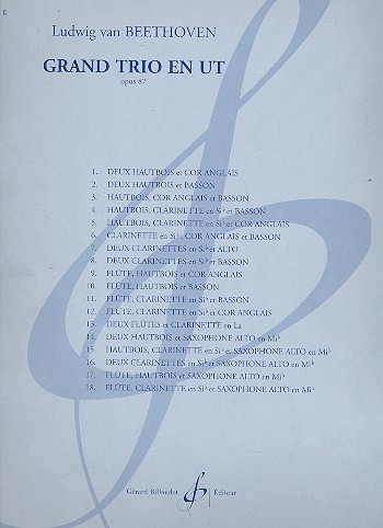 BEETHOVEN L.V. - GRAN TRIO EN DO (PT)              2CL/FG - OP.87