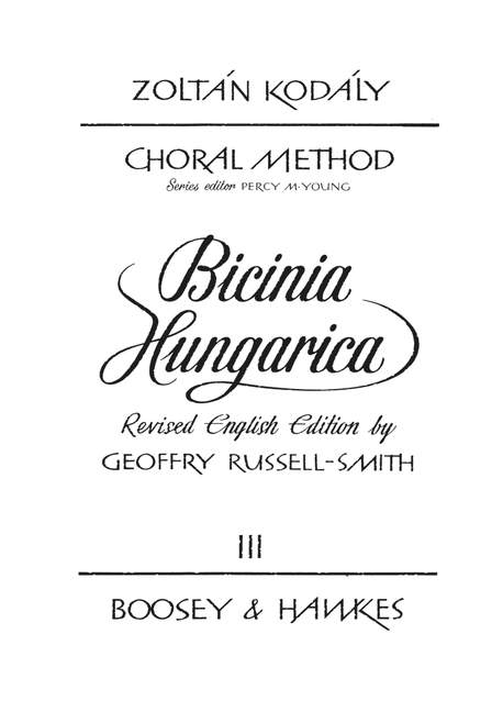KODALY Z. - BICINIA HUNGARICA V.3 -