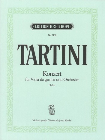 TARTINI G. - CONCIERTO RE M - ORIGINAL VIOLA GAMBA( VIOLONCHELO ) Y PIANO
