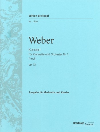 WEBER C.M. - CONCIERTO Nº1 FA m - OP.73 - URTEXT - CLARINETE Y PIANO