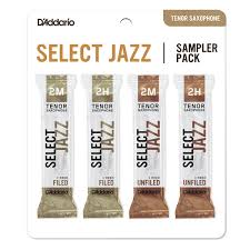 CAÑA SAXO TENOR - D´ADDARIO SAMPLER PACK  - SELECT JAZZ : 2M, 2H FILED - UNFILED (4 CAÑAS)