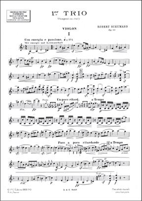 SCHUMANN R. - TRIO Nº1 (SC+PT)    V/VCP - OP.63 3