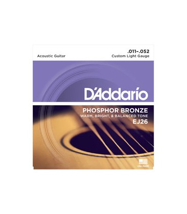 CUERDA GUITARRA ACUSTICA - D`ADDARIO EJ-26 JGO.PHOSPHOR BRONZE CUSTOM LIGHT (011/052)