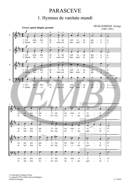 DEAK BARDOS G. - PARASCEVE 8 MOTETES VOCES MIXTAS 2