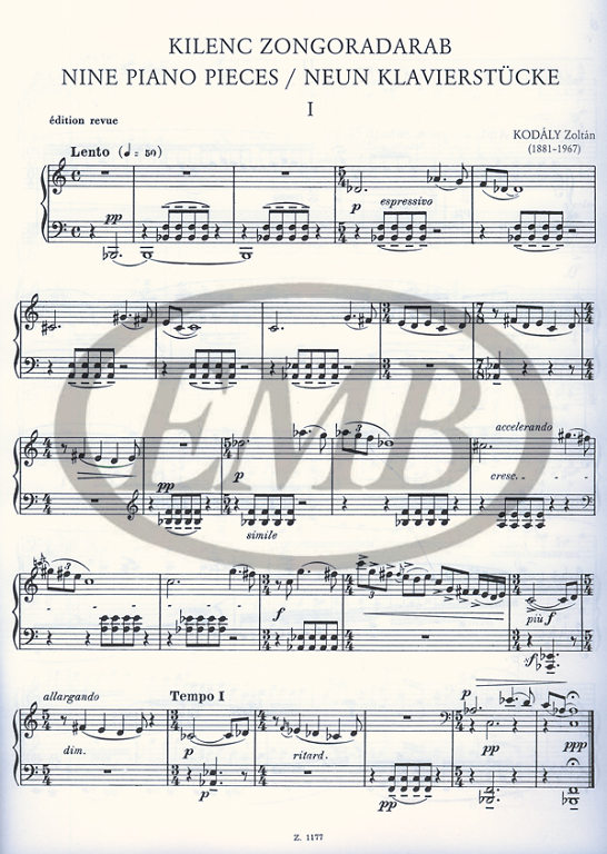 KODALY Z. - PIEZAS (9) - OP.3 2