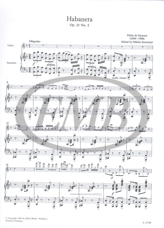 SARASATE P. - HABANERA - 2