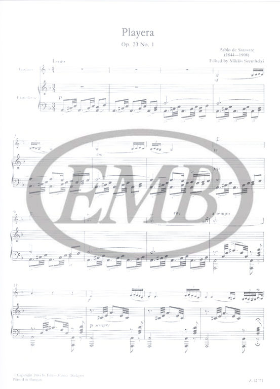 SARASATE P. - PLAYERA - OP.23 Nº1 -VIOLIN Y PIANO - 2