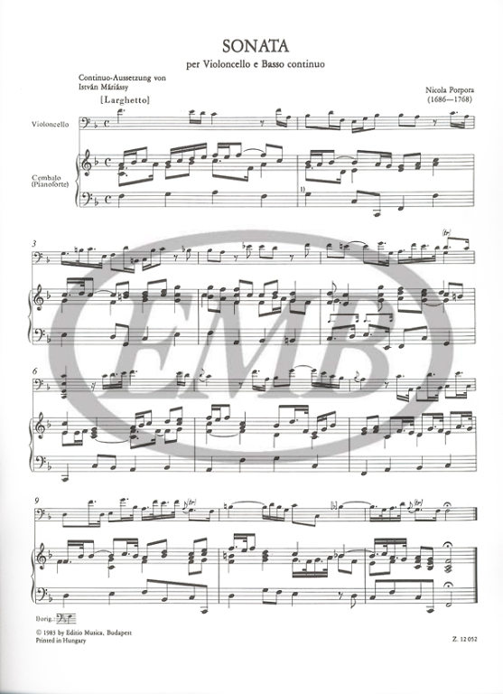 PORPORA N. - SONATA FA M - 2