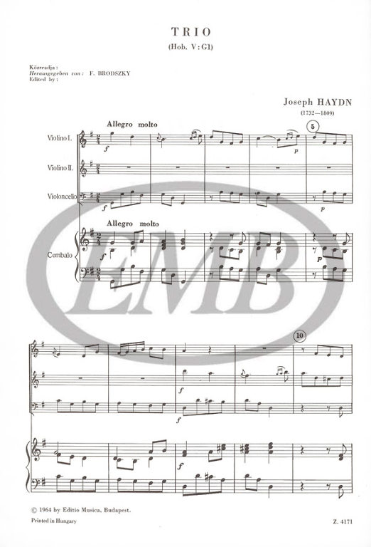 HAYDN J. - TRIO (SC+PT)    2V/VC -