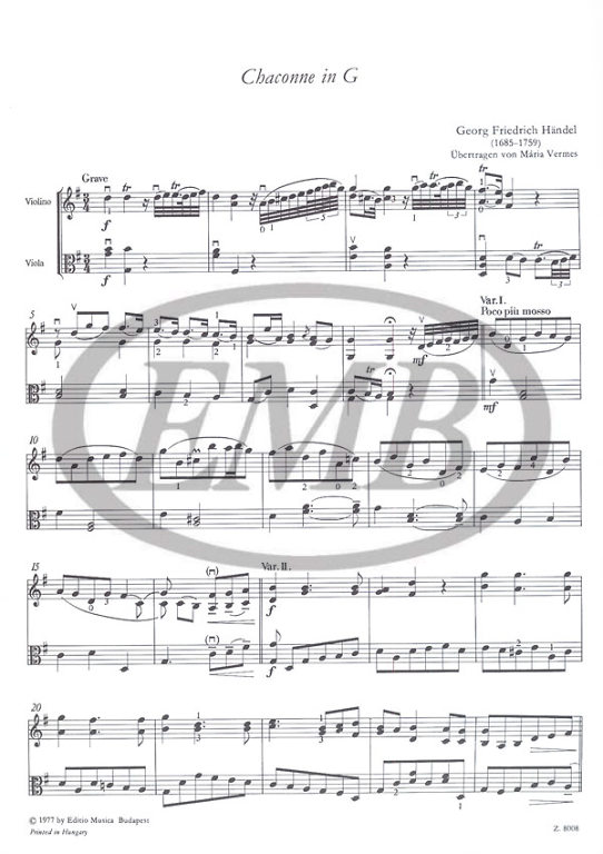 HANDEL G.F. - CHACONA SOL M -