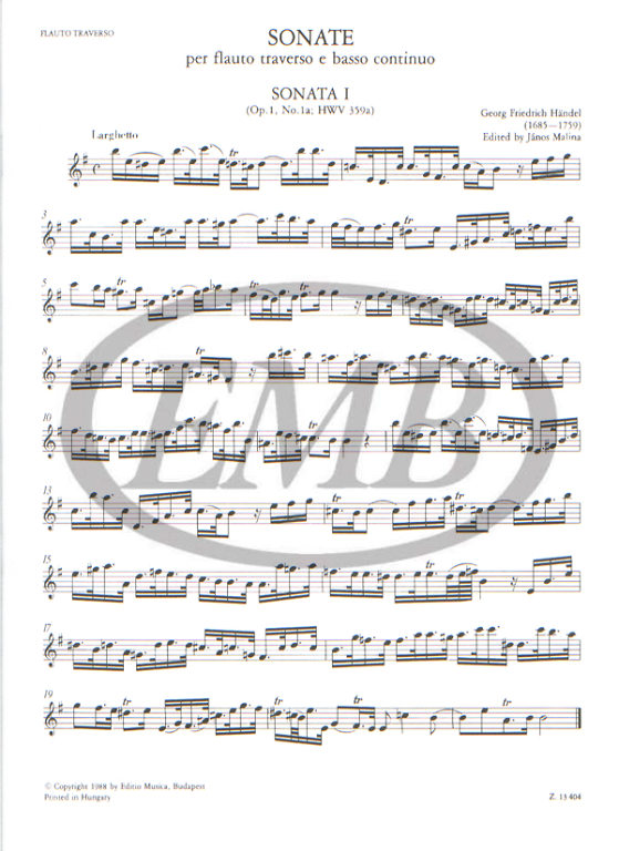 HANDEL G.F. - SONATAS V.1 (1-4) (8) URTEXT - 2