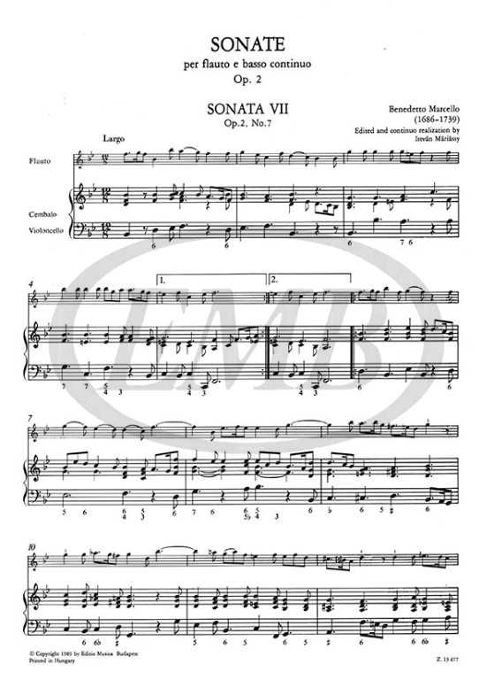 MARCELLO B. - SONATAS V.2 URTEXT (7-12) (12) - OP.2 (FL/P) 2
