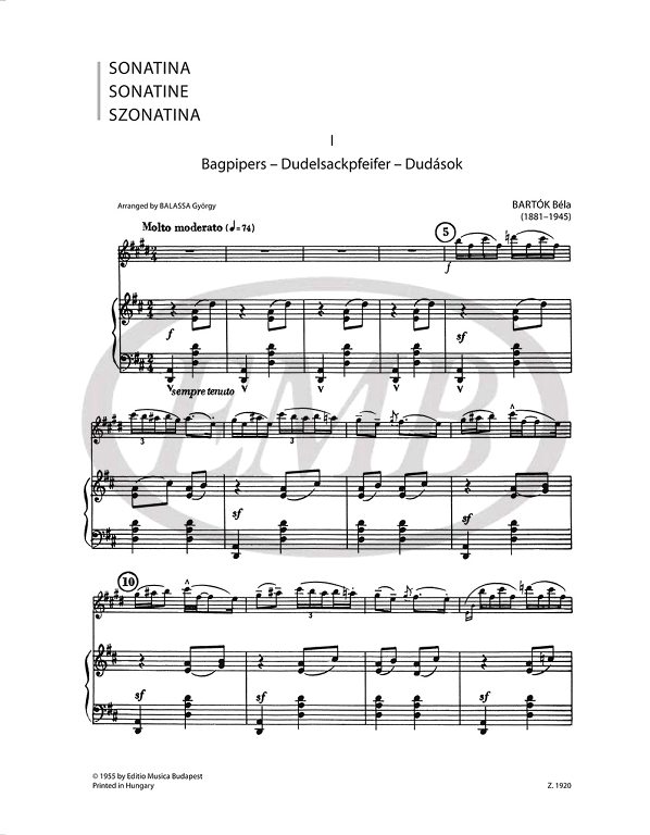 BARTOK B. - SONATINA - 2