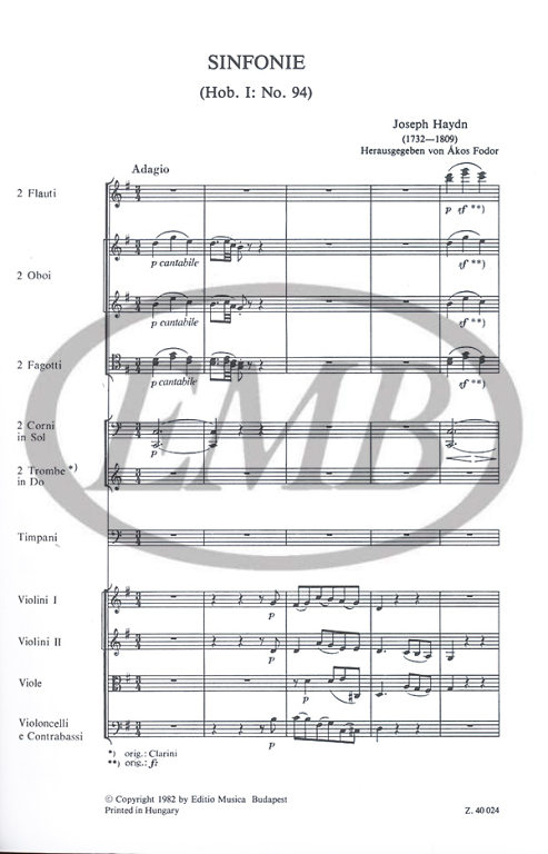 HAYDN J. - SINFONIA Nº94 SOL M SORPRESA -(BOLSILLO) 2