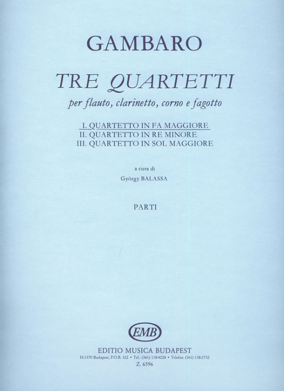 GAMBARO G.B. - CUARTETO Nº1 FA M (PT)       FL/CL/TR/FG -