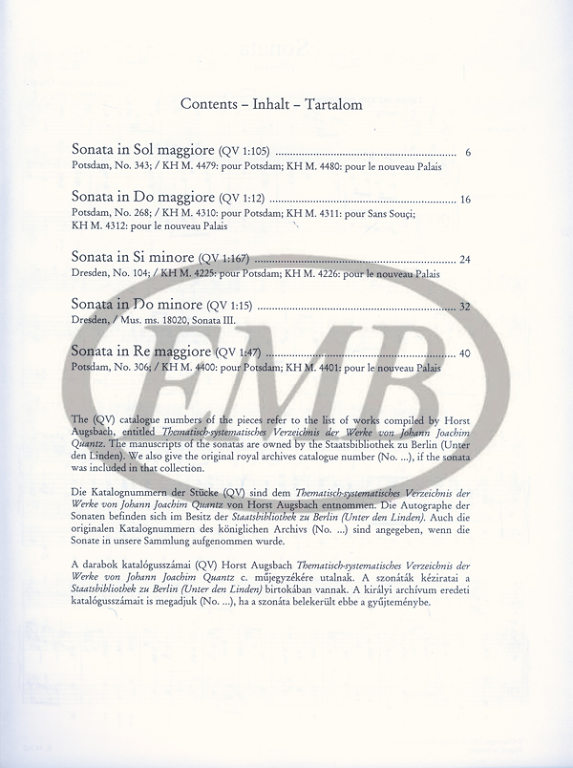 QUANTZ J.J. - SONATAS URTEXT (5) - 5