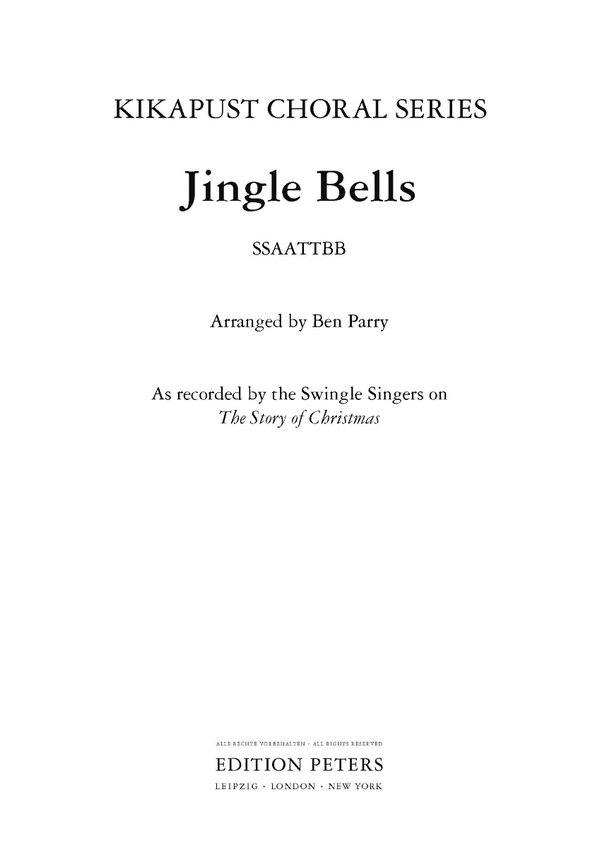 BEN PARRY.- Jingle Bells (SSAATTBB)