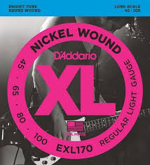 CUERDA BAJO - D'ADDARIO  EXL170 NICKEL WOUND BASS, LIGHT, LONG SCALE [45-100]
