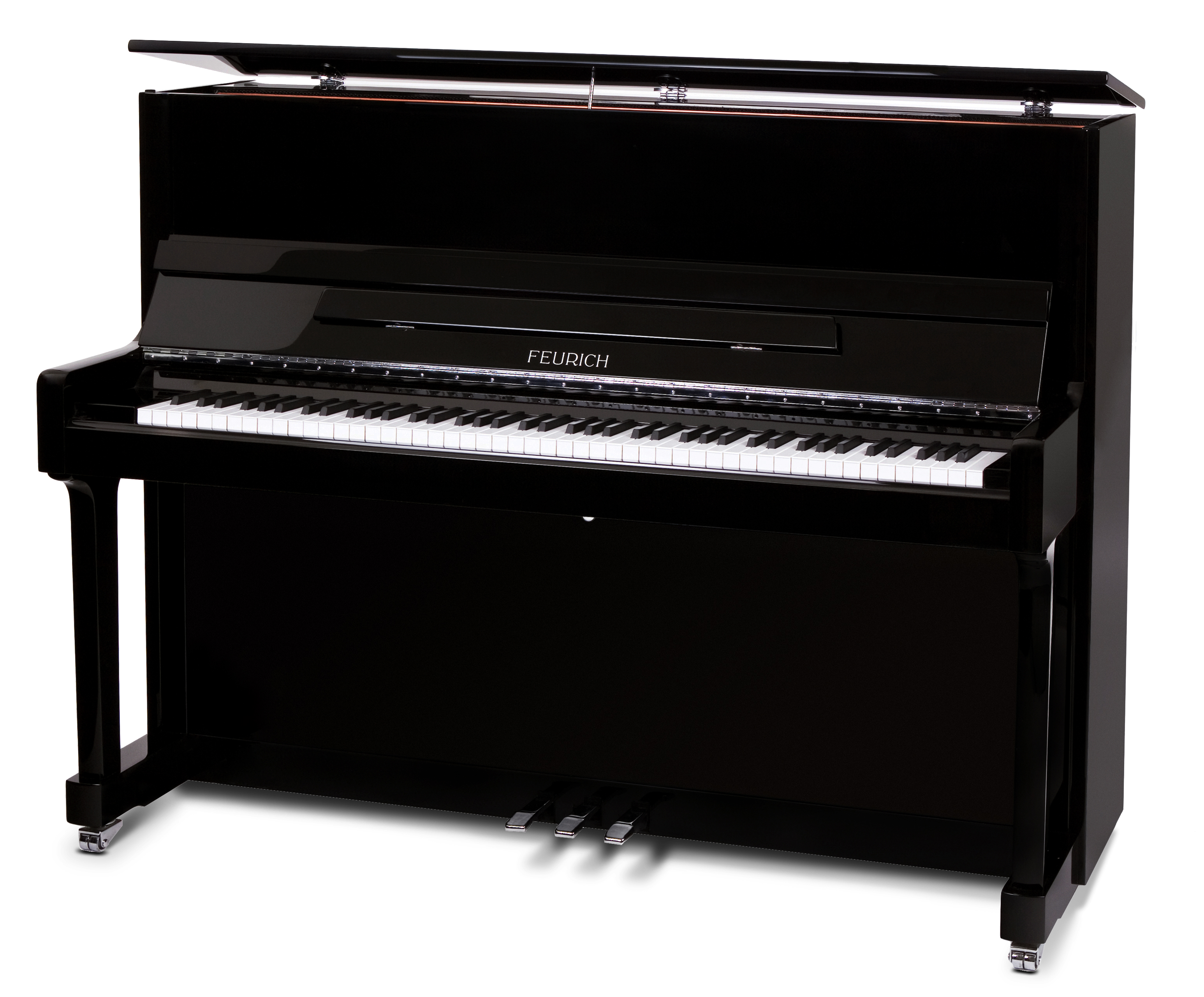 PIANO VERTICAL - FEURICH 122 NEGRO PULIDO CON SISTEM SILENT PREMIUM (CON BANQUETA)
