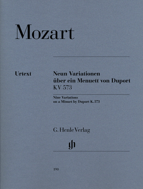 MOZART W.A. - 9 VARIACIONES DEL MINUETO DE DUPORT KV.573 - URTEXT    (P)