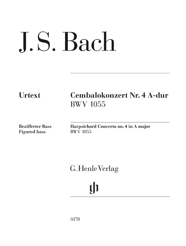 BACH J.S. - CONCIERTO Nº 4 LA M URTEXT - BWV.1055  (BAJO CIFRADO) URTEXT