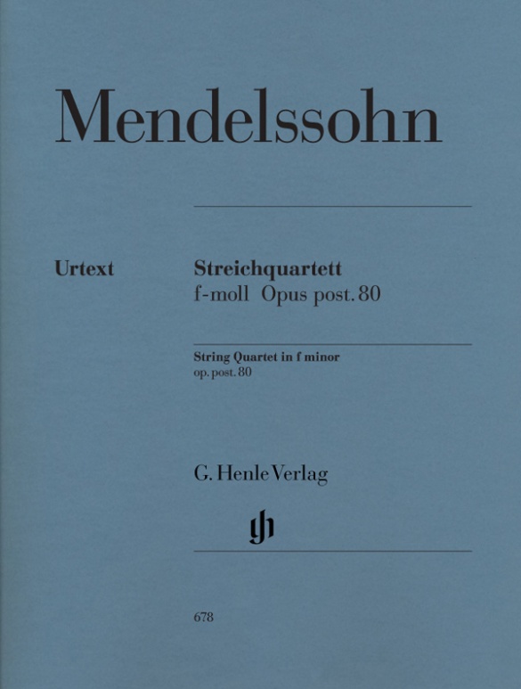 MENDELSSOHN F. - CUARTETO FA m (PT)  OP.80  URTEXT  2V/VA/VC - OP.POST. 80
