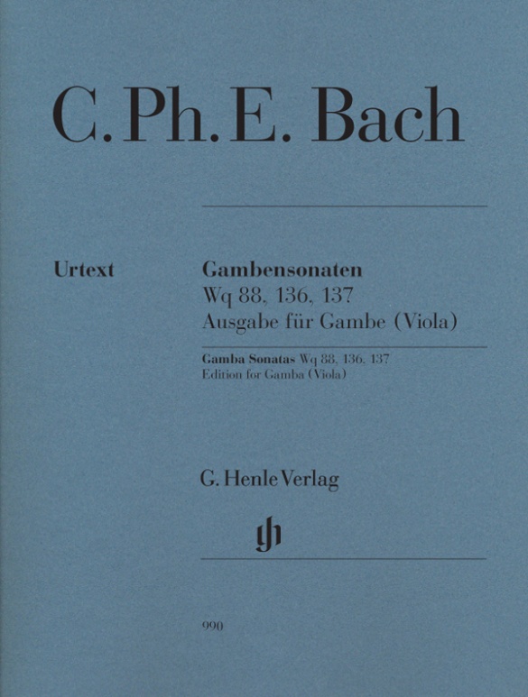 BACH C.P.E. - SONATAS Wq 88, 136, 137 (VIOLA DE GAMBA)  URTEXT -