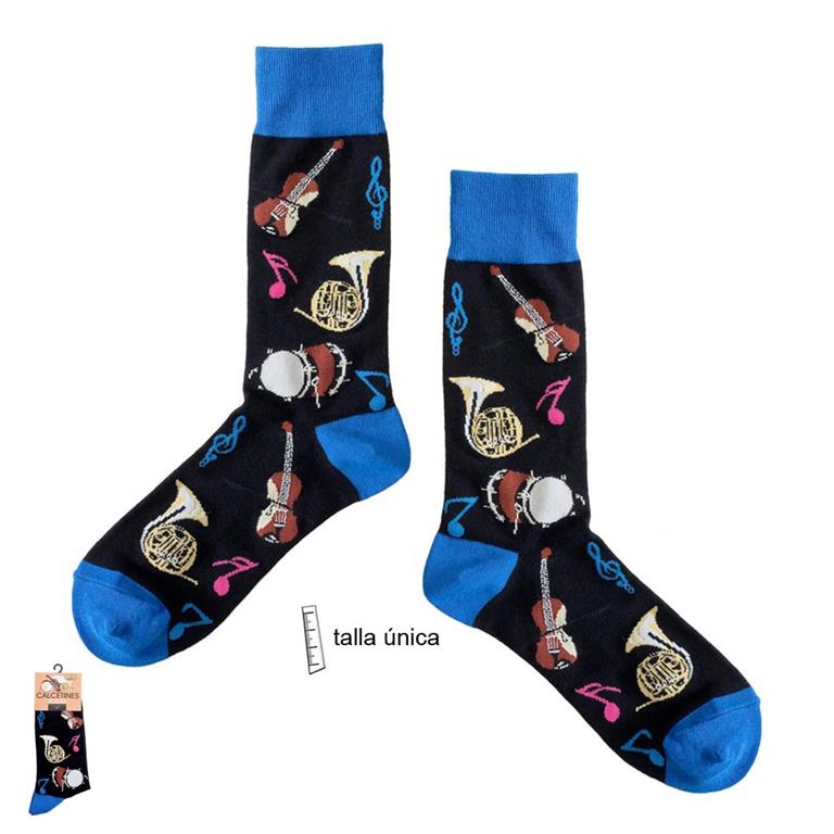 REGALO - CALCETINES VIOLIN TROMPA NEGRO Y AZUL
