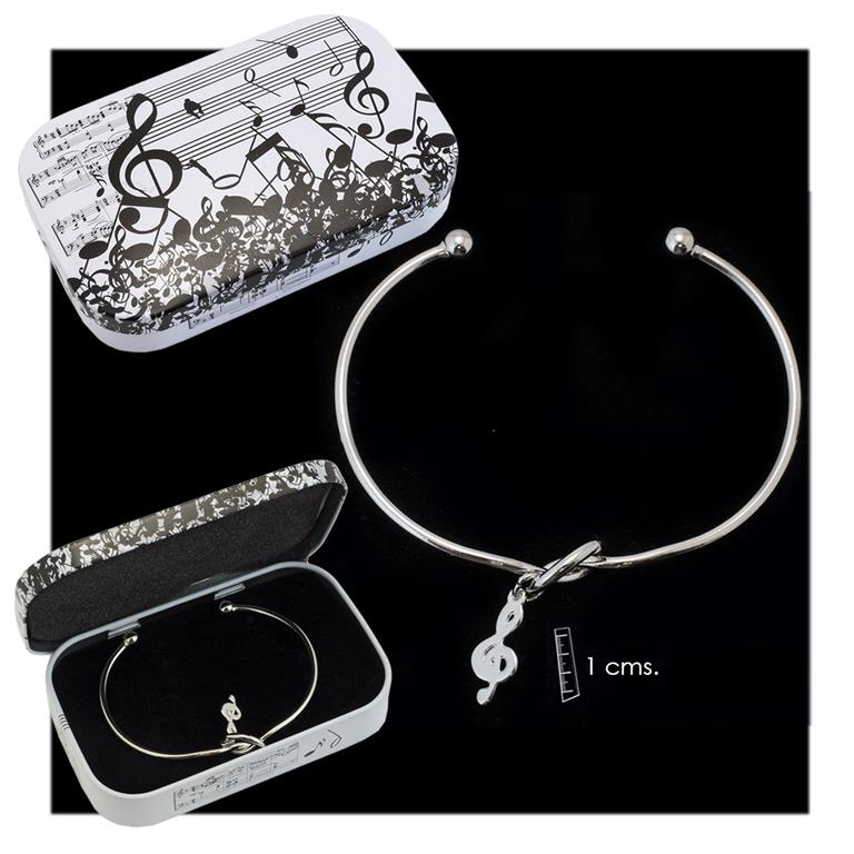 REGALO - PULSERA RIGIDA  CLAVE DE SOL (PLATEADA)