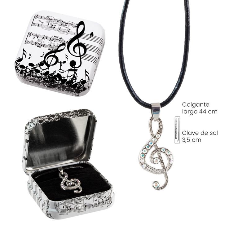 REGALO - COLGANTE CUERO Y CLAVE SOL PIEDRECITAS