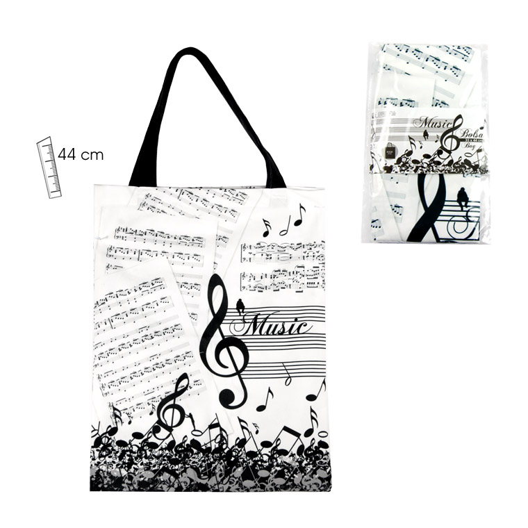 REGALO - BOLSA DE TELA CON MOTIVOS MUSICALES (33X44cm)