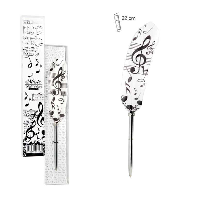 REGALO - BOLIGRAFO CON PLUMA Y MOTIVOS MUSICALES (SIN SOPORTE)