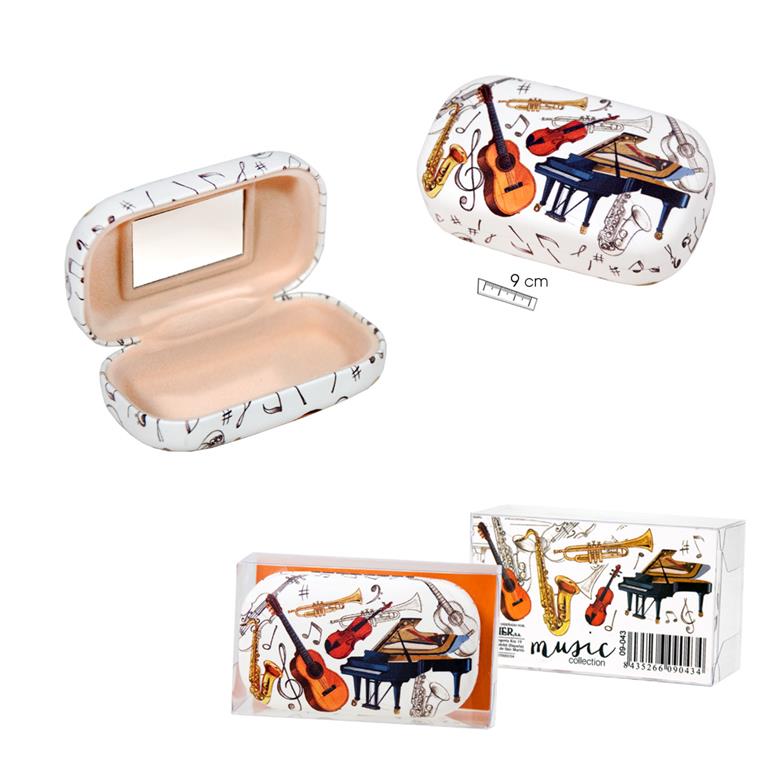 REGALO - ESTUCHE  LENTILLAS  CON ESPEJO INTERIOR  DE INSTRUMENTOS MUSICALES ( EN COLOR )