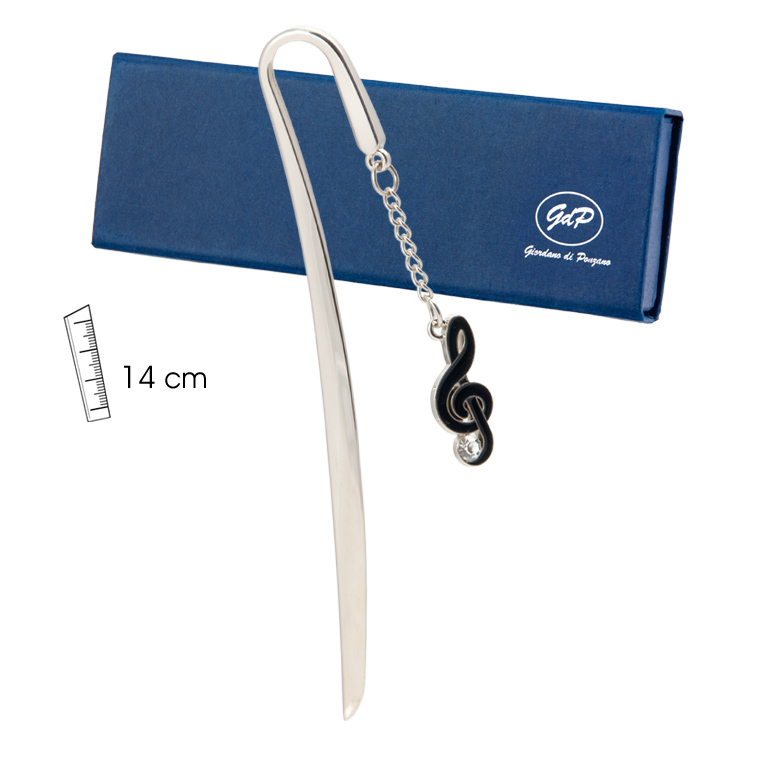 REGALO - PUNTO DE LIBRO "CLAVE DE SOL" (SEPARADOR) PLATA En estuche