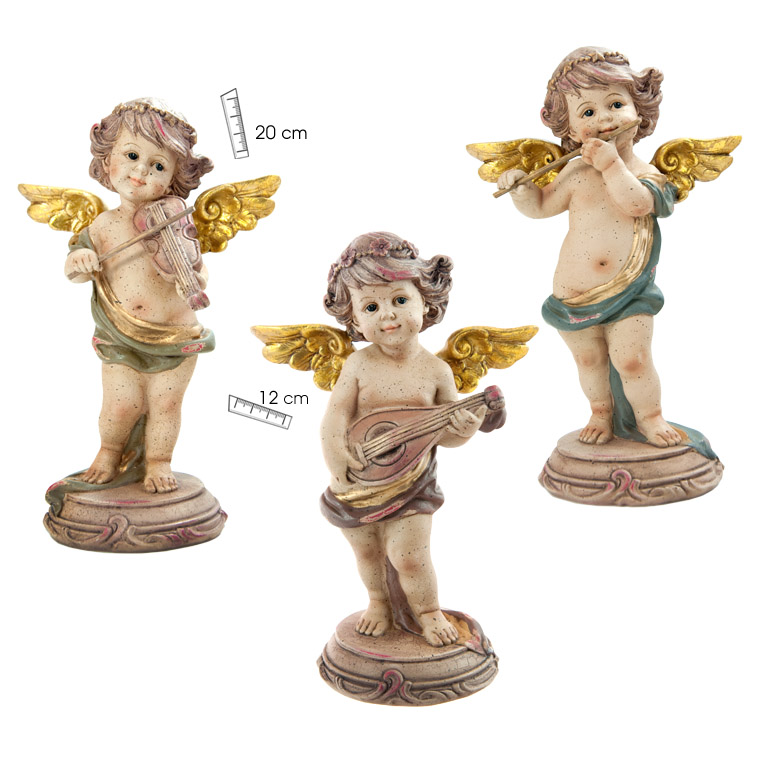 REGALO - FIGURA DE ANGELITO MUSICAL DE PIE  (20cm)
