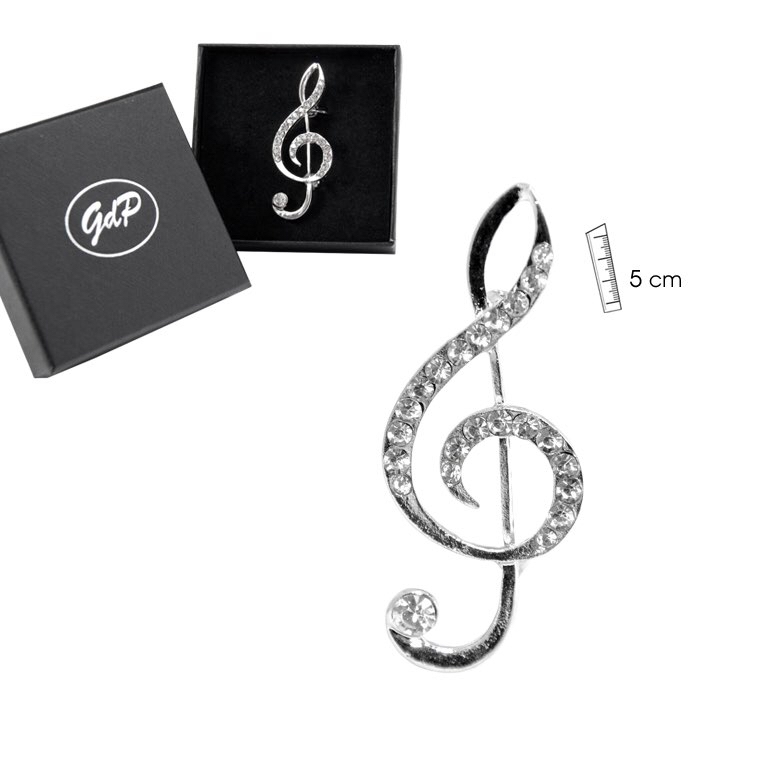 REGALO - BROCHE METAL CLAVE DE SOL BRILLANTE *DESCATALOGADO*