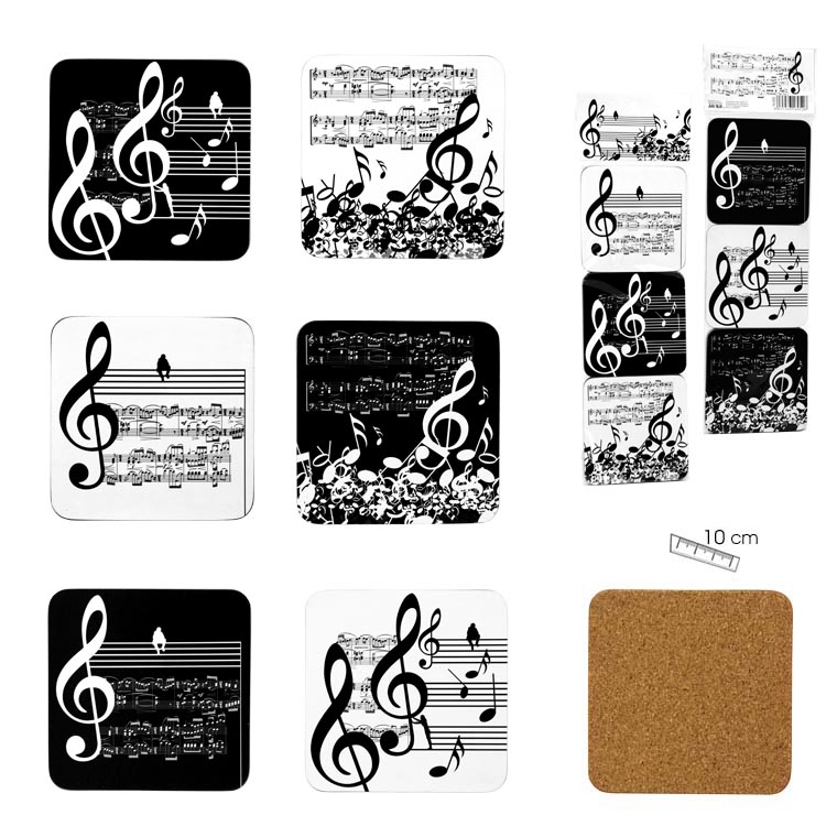 REGALO - SET 6 POSAVASOS CON MOTIVOS MUSICALES