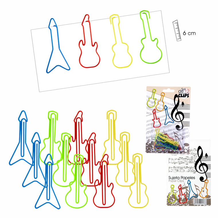REGALO - SET 12 CLIPS EN FORMA DE GUITARRAS