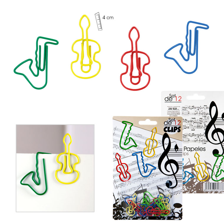 REGALO - SET 12 CLIPS EN FORMA DE TROMPETA Y VIOLIN