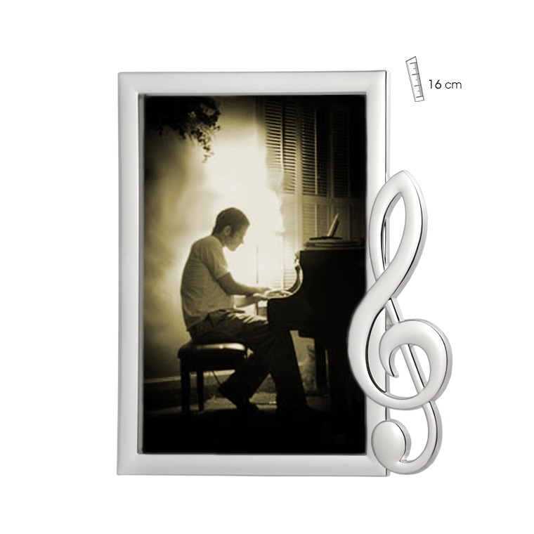 REGALO - PORTAFOTOS PLATEADO CON MOTIVOS MUSICALES (10X15CM)